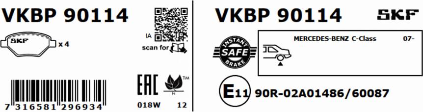 SKF VKBP 90114 - Bremžu uzliku kompl., Disku bremzes ps1.lv