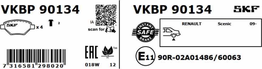 SKF VKBP 90134 - Bremžu uzliku kompl., Disku bremzes ps1.lv