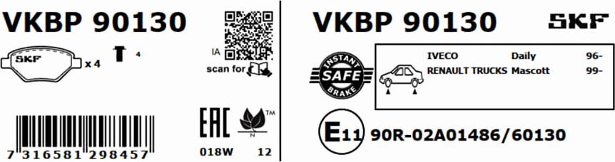 SKF VKBP 90130 - Bremžu uzliku kompl., Disku bremzes ps1.lv