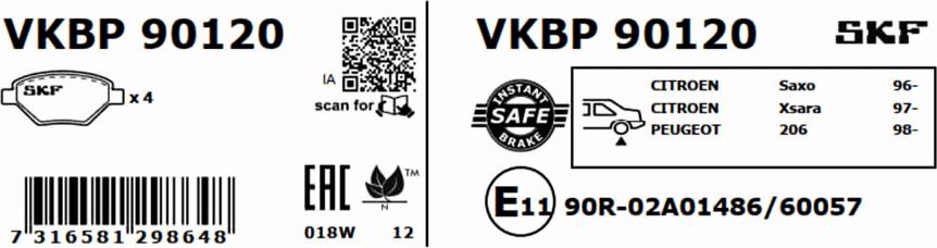 SKF VKBP 90120 - Bremžu uzliku kompl., Disku bremzes ps1.lv