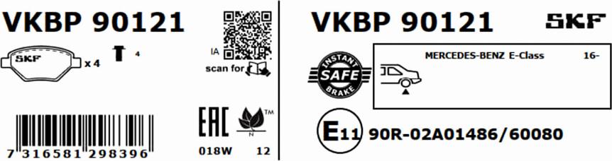 SKF VKBP 90121 - Bremžu uzliku kompl., Disku bremzes ps1.lv