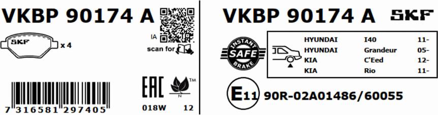 SKF VKBP 90174 A - Bremžu uzliku kompl., Disku bremzes ps1.lv