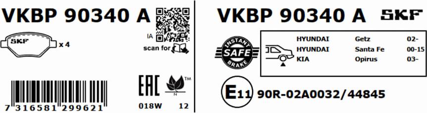 SKF VKBP 90340 A - Bremžu uzliku kompl., Disku bremzes ps1.lv