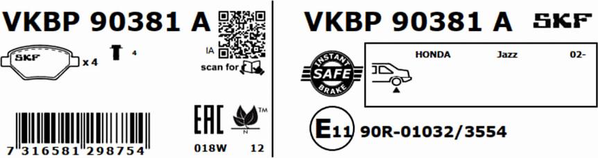 SKF VKBP 90381 A - Bremžu uzliku kompl., Disku bremzes ps1.lv