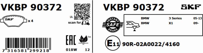 SKF VKBP 90372 - Bremžu uzliku kompl., Disku bremzes ps1.lv