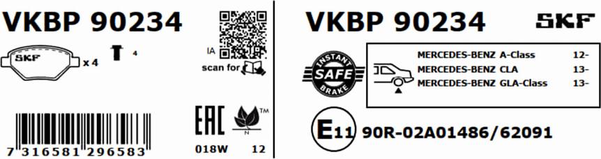 SKF VKBP 90234 - Bremžu uzliku kompl., Disku bremzes ps1.lv