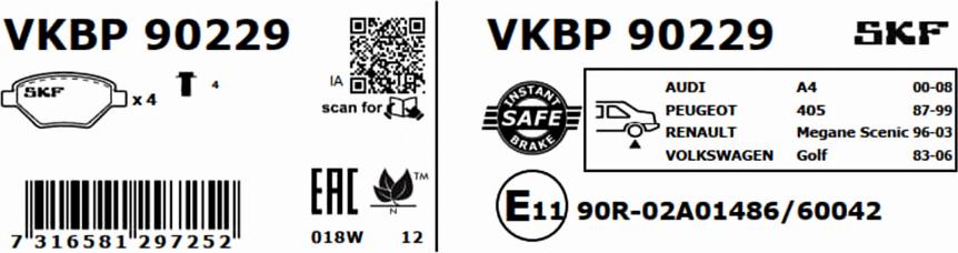 SKF VKBP 90229 - Bremžu uzliku kompl., Disku bremzes ps1.lv