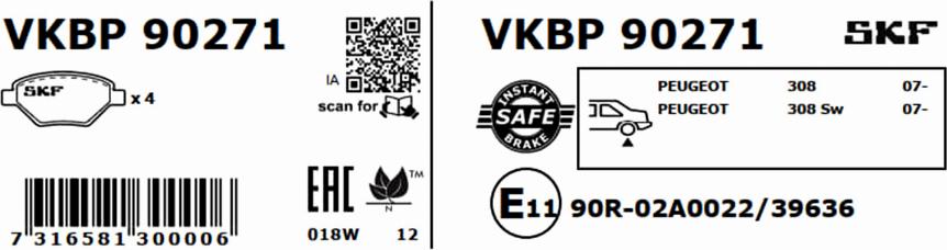 SKF VKBP 90271 - Bremžu uzliku kompl., Disku bremzes ps1.lv