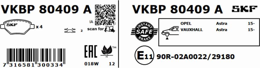 SKF VKBP 80409 A - Bremžu uzliku kompl., Disku bremzes ps1.lv