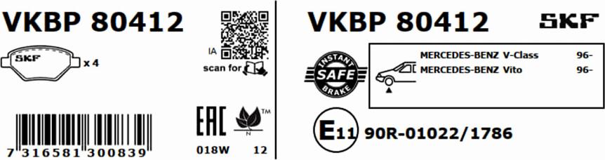 SKF VKBP 80412 - Bremžu uzliku kompl., Disku bremzes ps1.lv