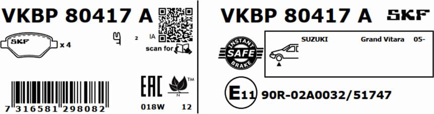 SKF VKBP 80417 A - Bremžu uzliku kompl., Disku bremzes ps1.lv