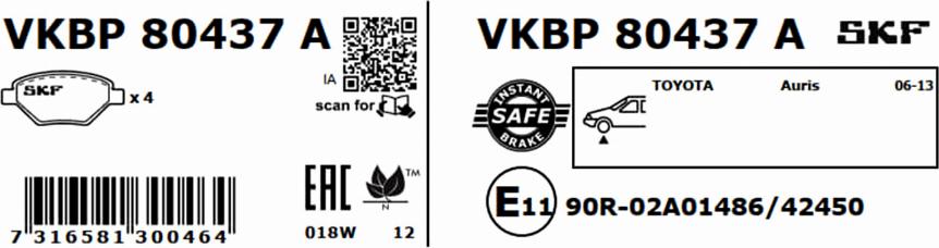 SKF VKBP 80437 A - Bremžu uzliku kompl., Disku bremzes ps1.lv