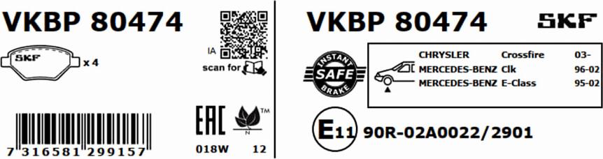 SKF VKBP 80474 - Bremžu uzliku kompl., Disku bremzes ps1.lv