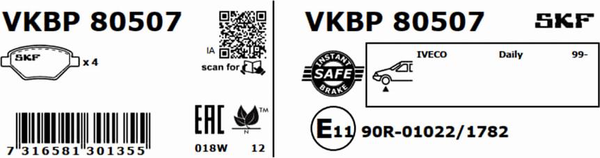 SKF VKBP 80507 - Bremžu uzliku kompl., Disku bremzes ps1.lv