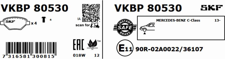 SKF VKBP 80530 - Bremžu uzliku kompl., Disku bremzes ps1.lv