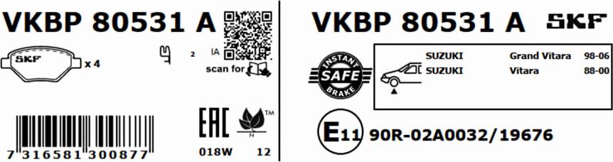 SKF VKBP 80531 A - Bremžu uzliku kompl., Disku bremzes ps1.lv