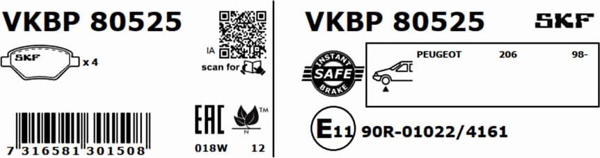 SKF VKBP 80525 - Bremžu uzliku kompl., Disku bremzes ps1.lv