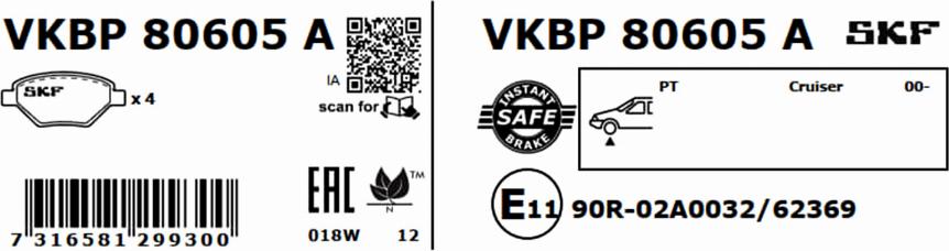 SKF VKBP 80605 A - Bremžu uzliku kompl., Disku bremzes ps1.lv