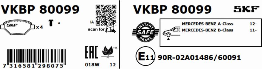 SKF VKBP 80099 - Bremžu uzliku kompl., Disku bremzes ps1.lv