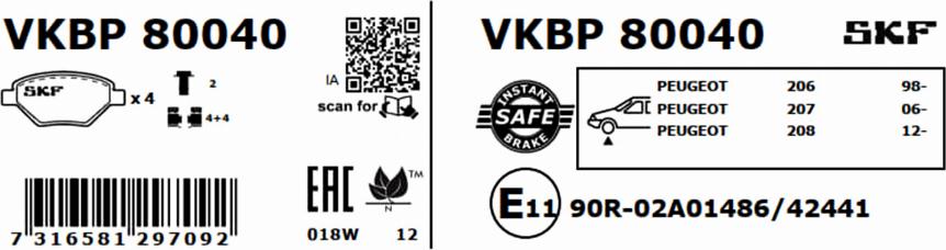 SKF VKBP 80040 - Bremžu uzliku kompl., Disku bremzes ps1.lv