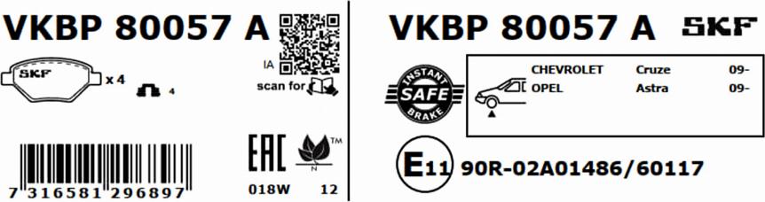 SKF VKBP 80057 A - Bremžu uzliku kompl., Disku bremzes ps1.lv
