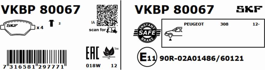 SKF VKBP 80067 - Bremžu uzliku kompl., Disku bremzes ps1.lv