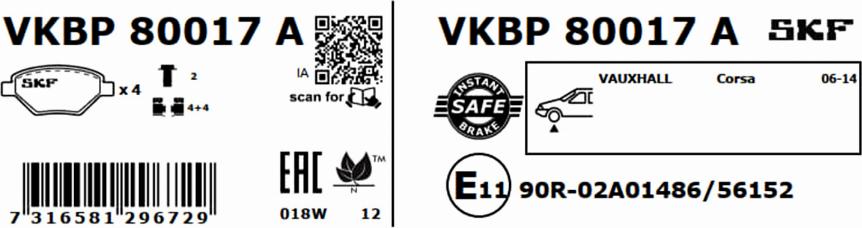 SKF VKBP 80017 A - Bremžu uzliku kompl., Disku bremzes ps1.lv