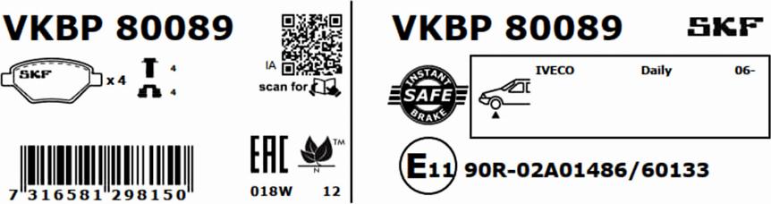 SKF VKBP 80089 - Bremžu uzliku kompl., Disku bremzes ps1.lv