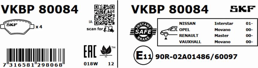 SKF VKBP 80084 - Bremžu uzliku kompl., Disku bremzes ps1.lv