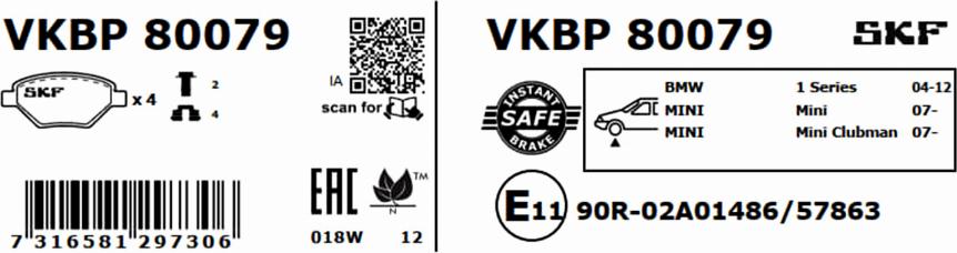 SKF VKBP 80079 - Bremžu uzliku kompl., Disku bremzes ps1.lv