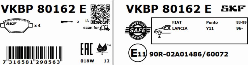 SKF VKBP 80162 E - Bremžu uzliku kompl., Disku bremzes ps1.lv