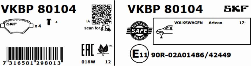 SKF VKBP 80104 - Bremžu uzliku kompl., Disku bremzes ps1.lv