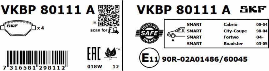 SKF VKBP 80111 A - Bremžu uzliku kompl., Disku bremzes ps1.lv