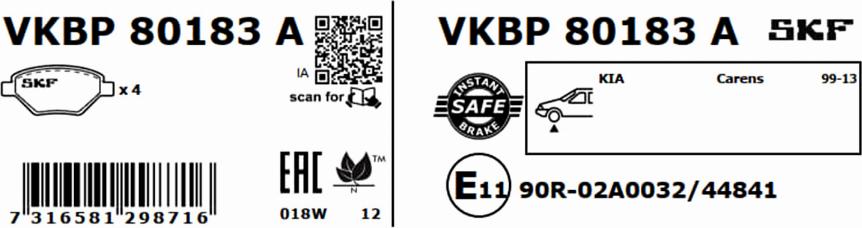 SKF VKBP 80183 A - Bremžu uzliku kompl., Disku bremzes ps1.lv