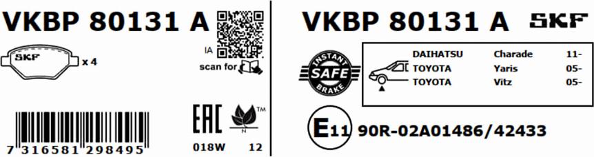 SKF VKBP 80131 A - Bremžu uzliku kompl., Disku bremzes ps1.lv