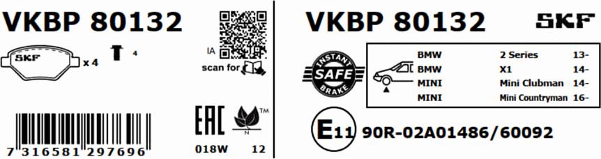 SKF VKBP 80132 - Bremžu uzliku kompl., Disku bremzes ps1.lv