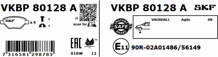 SKF VKBP 80128 A - Bremžu uzliku kompl., Disku bremzes ps1.lv