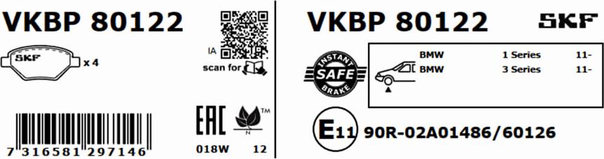 SKF VKBP 80122 - Bremžu uzliku kompl., Disku bremzes ps1.lv