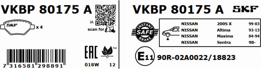 SKF VKBP 80175 A - Bremžu uzliku kompl., Disku bremzes ps1.lv
