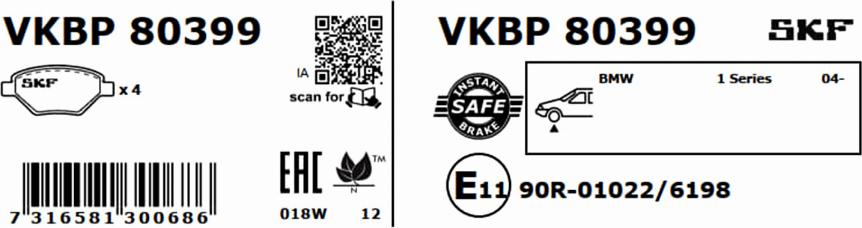 SKF VKBP 80399 - Bremžu uzliku kompl., Disku bremzes ps1.lv