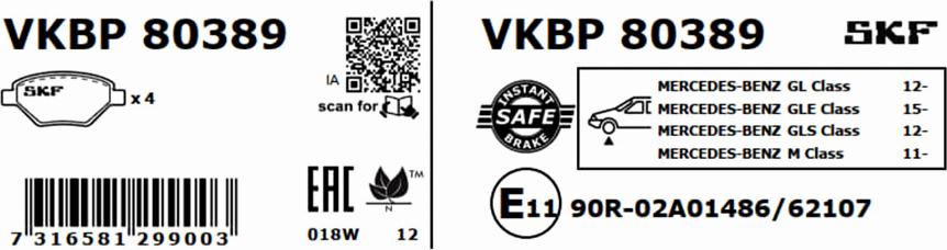 SKF VKBP 80389 - Bremžu uzliku kompl., Disku bremzes ps1.lv