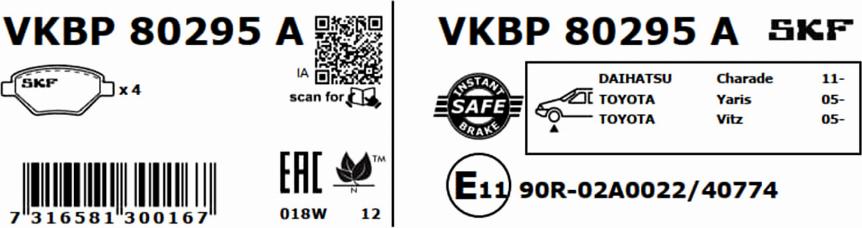 SKF VKBP 80295 A - Bremžu uzliku kompl., Disku bremzes ps1.lv