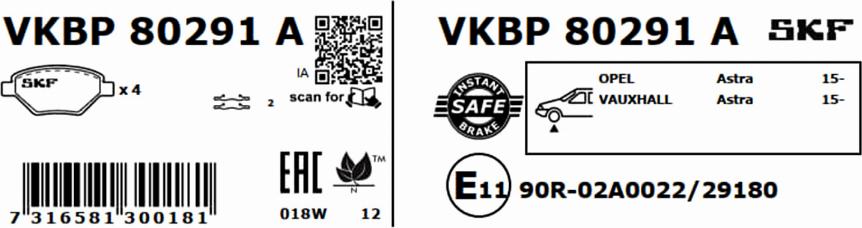 SKF VKBP 80291 A - Bremžu uzliku kompl., Disku bremzes ps1.lv