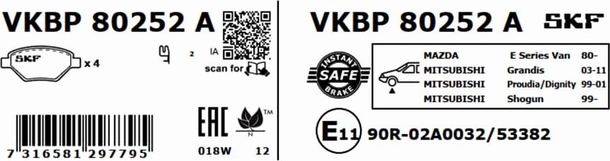 SKF VKBP 80252 A - Bremžu uzliku kompl., Disku bremzes ps1.lv