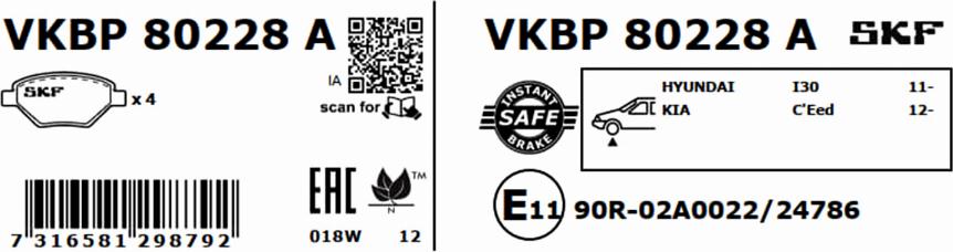 SKF VKBP 80228 A - Bremžu uzliku kompl., Disku bremzes ps1.lv