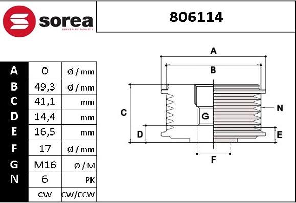 SNRA 806114 - Piedziņas skriemelis, Ģenerators ps1.lv
