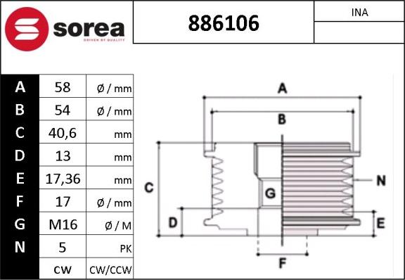 SNRA 886106 - Piedziņas skriemelis, Ģenerators ps1.lv