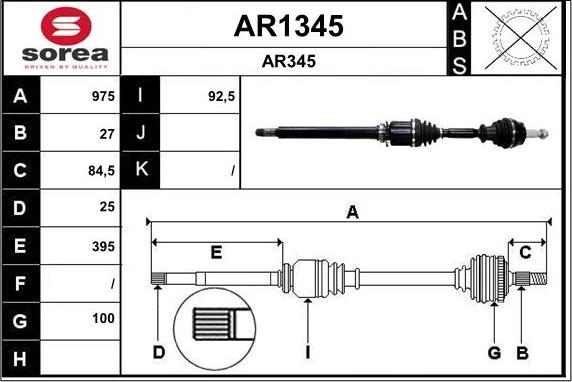SNRA AR1345 - Piedziņas vārpsta ps1.lv