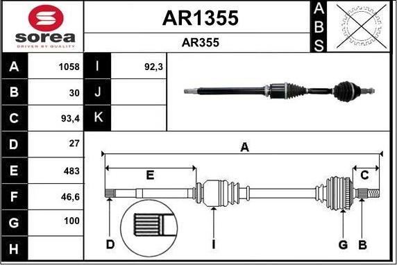 SNRA AR1355 - Piedziņas vārpsta ps1.lv