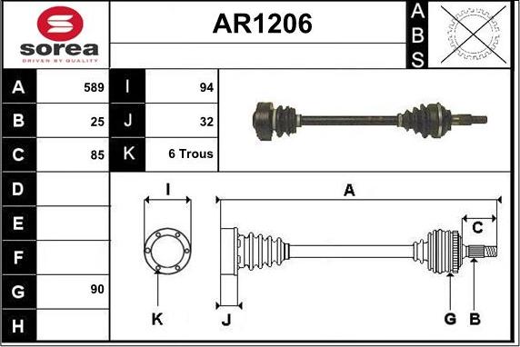 SNRA AR1206 - Piedziņas vārpsta ps1.lv